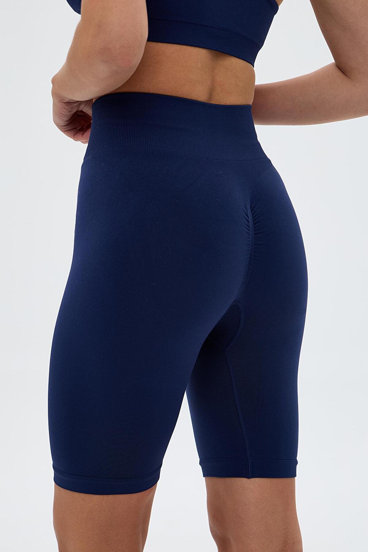 Momiji Push-Up Sculpting Biker Shorts - Navy Blue