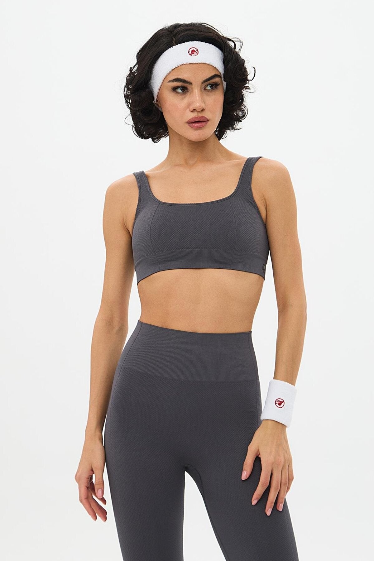 Yuki Cell Pattern Double Layer Bra - Grey