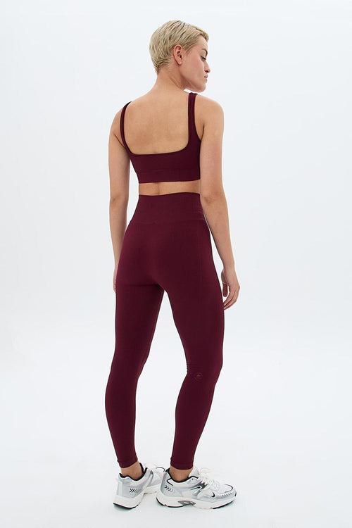 Yuki Cell Pattern High-Waist Shaping Leggings - Burgundy