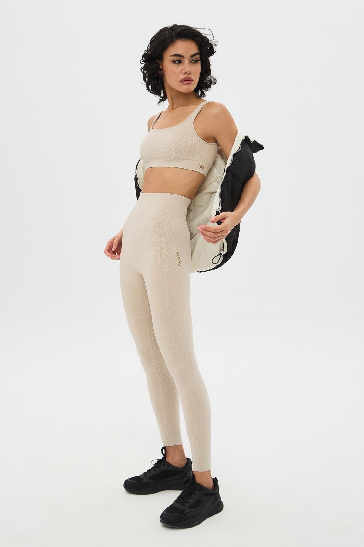 Yuki Cell Pattern Double Layer Bra - Beige