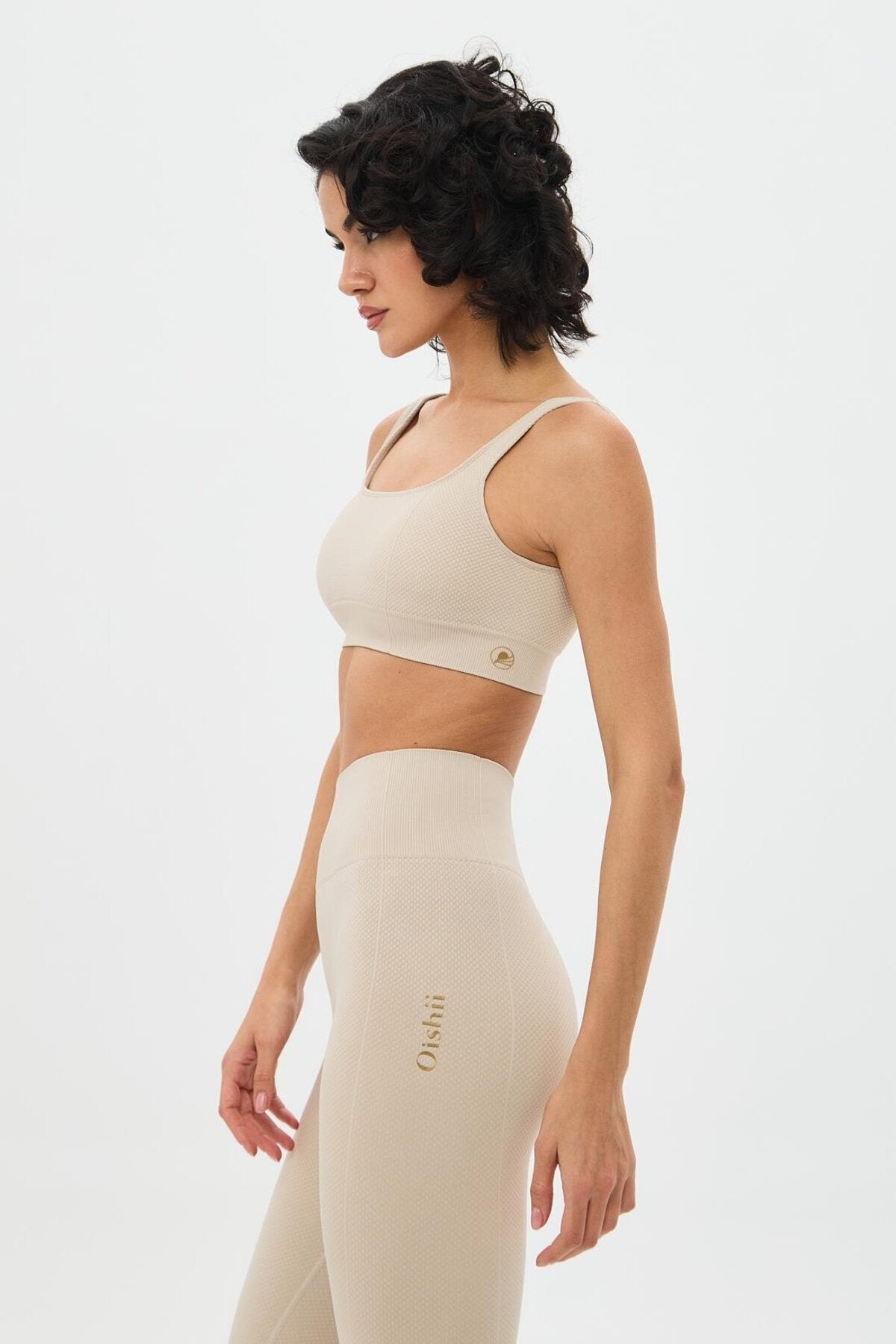 Yuki Cell Pattern Double Layer Bra - Beige