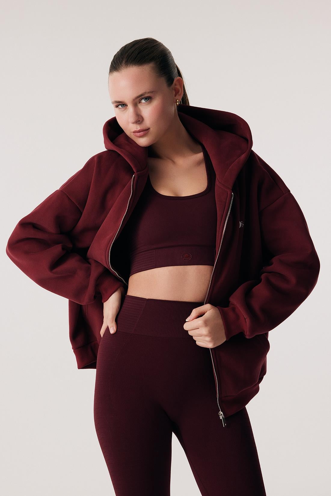 Oishii Rei Loungewear Zip Hodie Burgundy