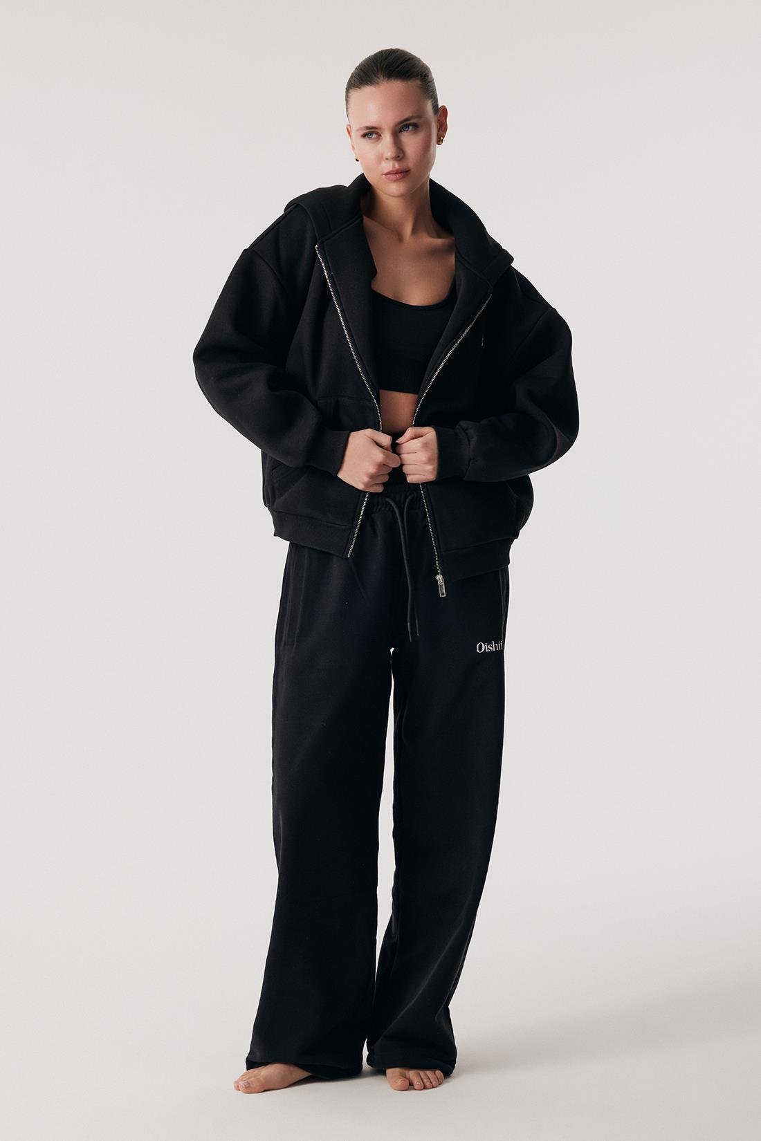 Oishii Rei Loungewear Zip Hodie Black
