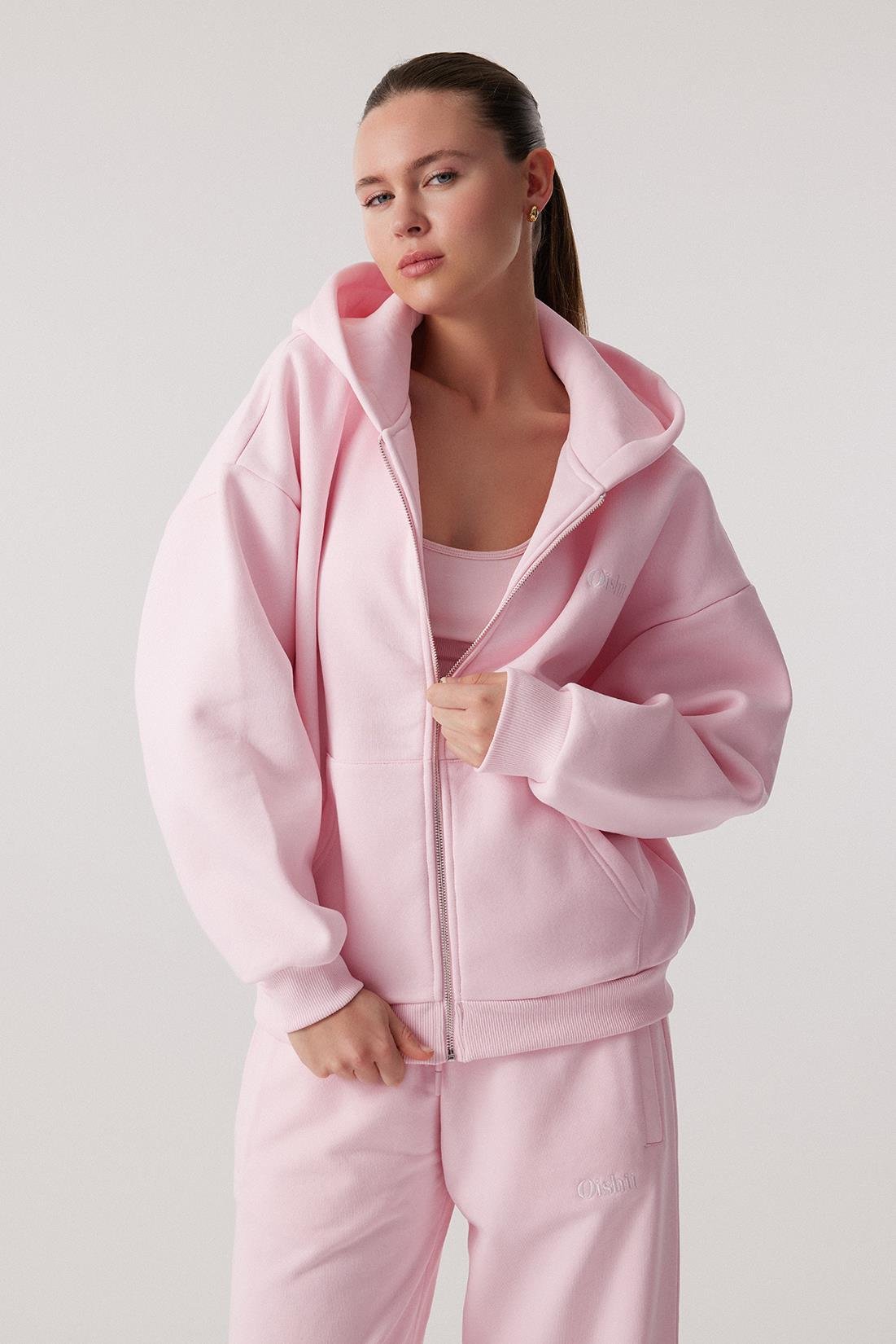 Oishii Rei Loungewear Zip Hodie Dusty Pink