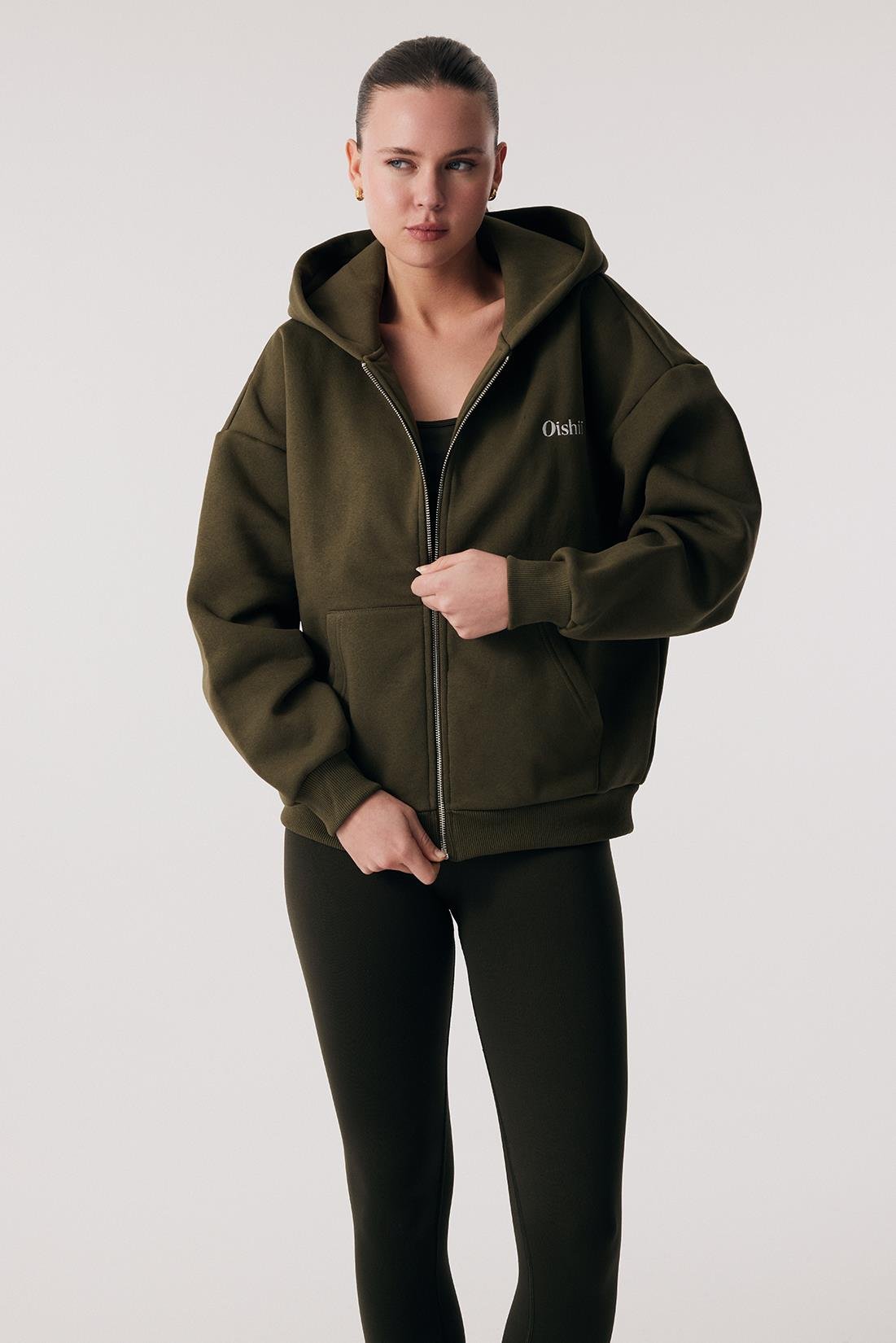 Oishii Rei Loungewear Zip Hodie Deep Olive