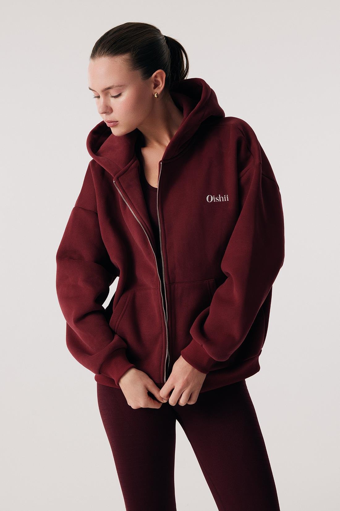 Oishii Rei Loungewear Zip Hodie Burgundy