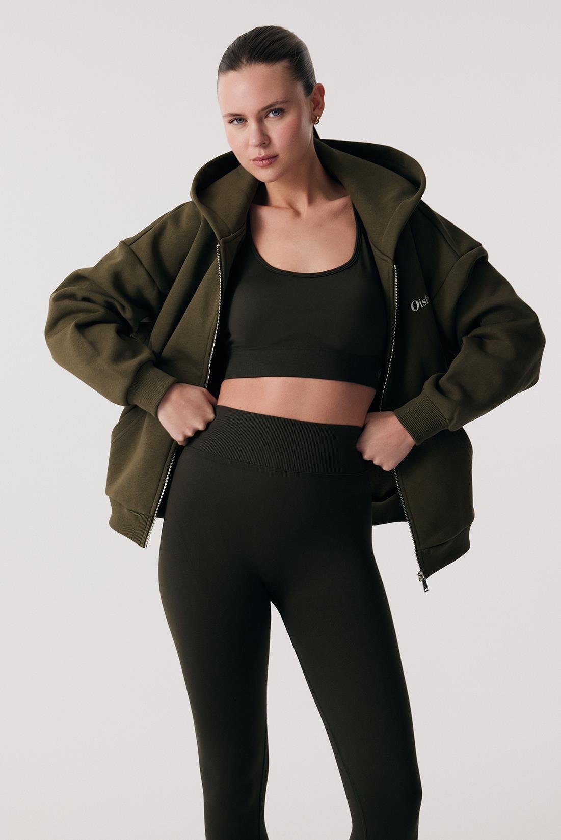 Oishii Rei Loungewear Zip Hodie Deep Olive