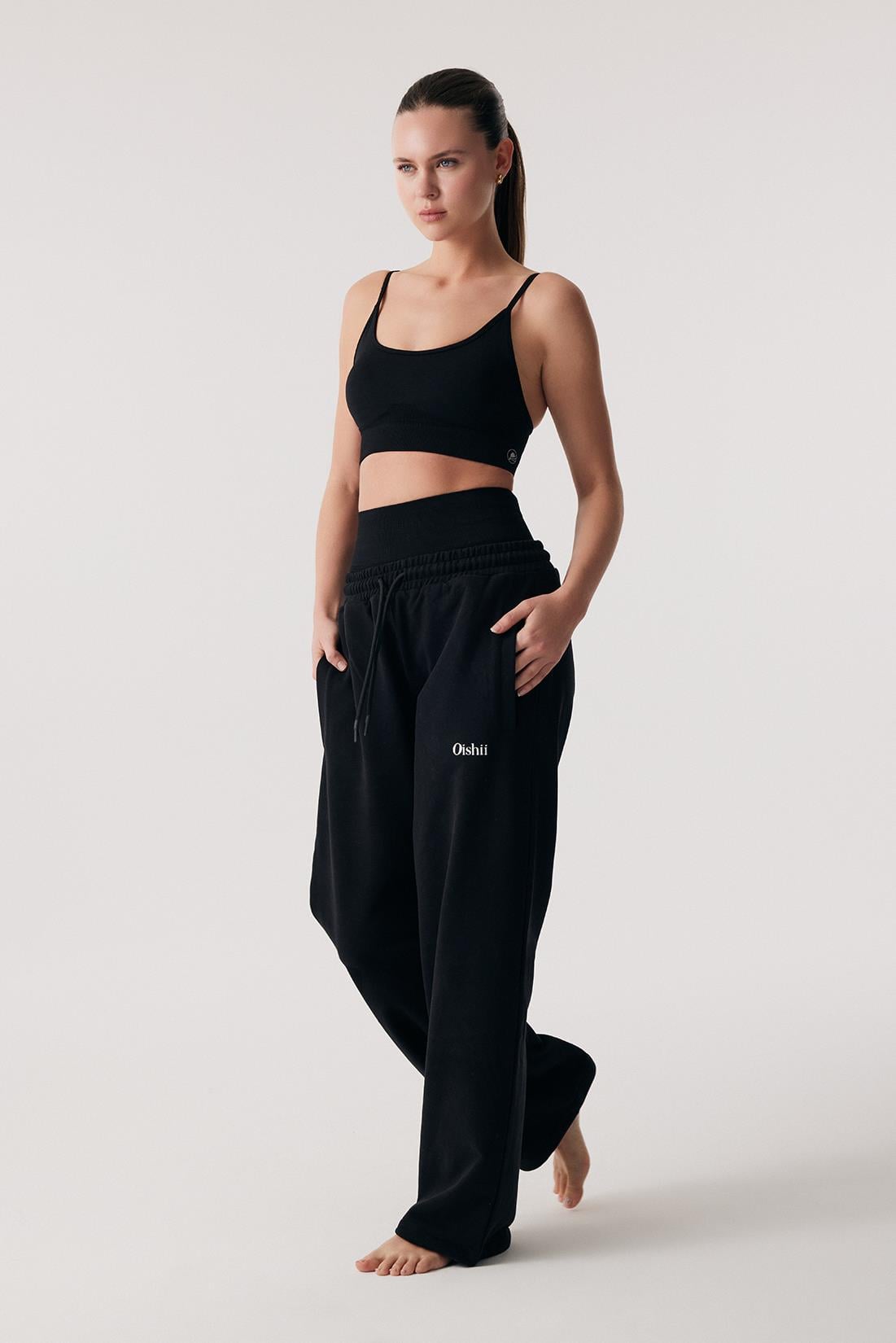 Oishii Rei Loungewear Wide Leg Jogger Black