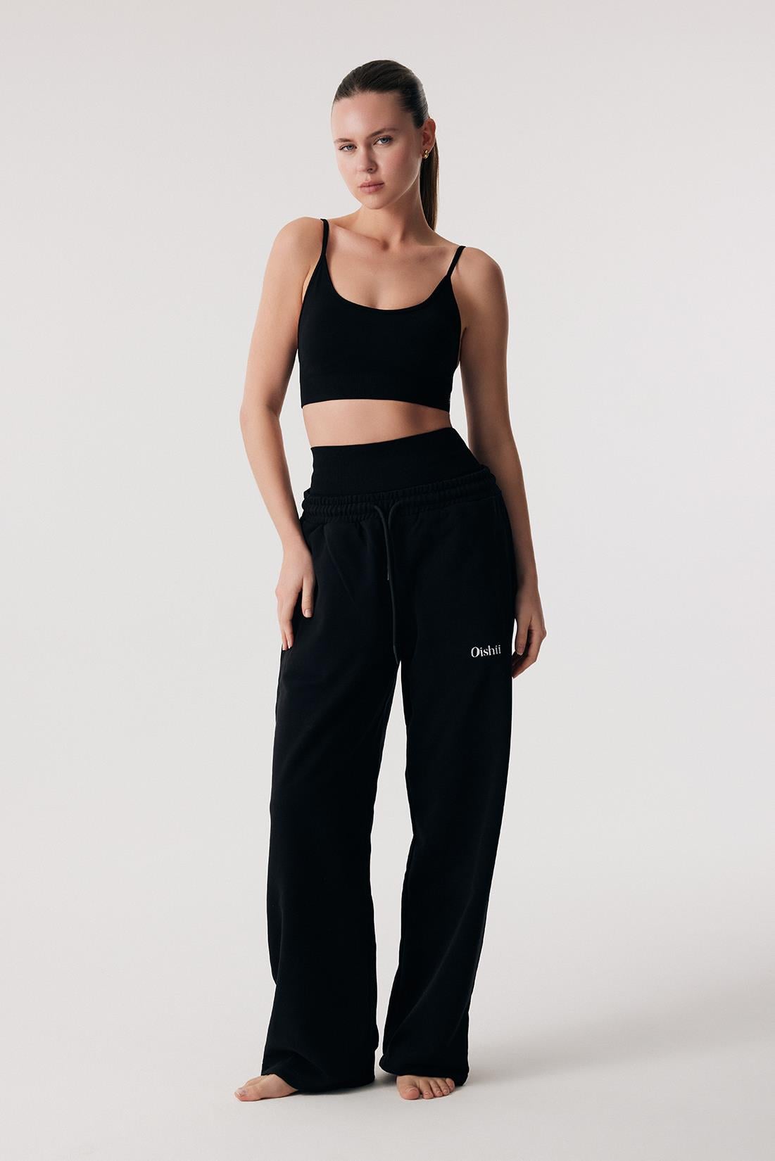 Oishii Rei Loungewear Wide Leg Jogger Black